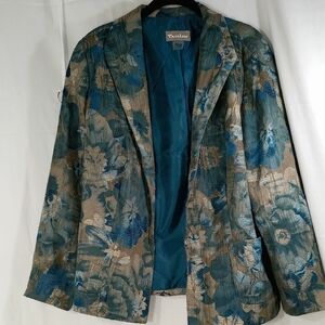 TanJay ,  Floral Blue and Tan Blazer